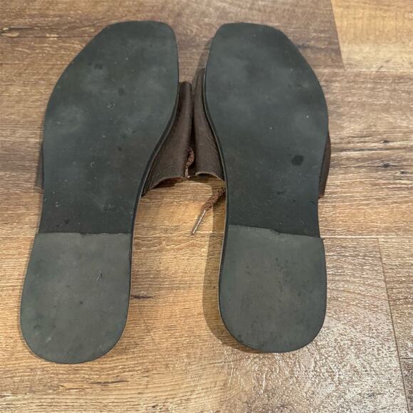 Kino Brown Leather Lace-Up Slip-On Sandals Slides Size 9 Boho Made in Key West - Picture 11 of 11